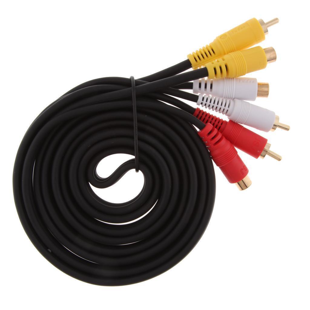 5.9ft/1.8m 3 RCA Male To 3 RCA Female Audio Video AV Extension Cable Cord