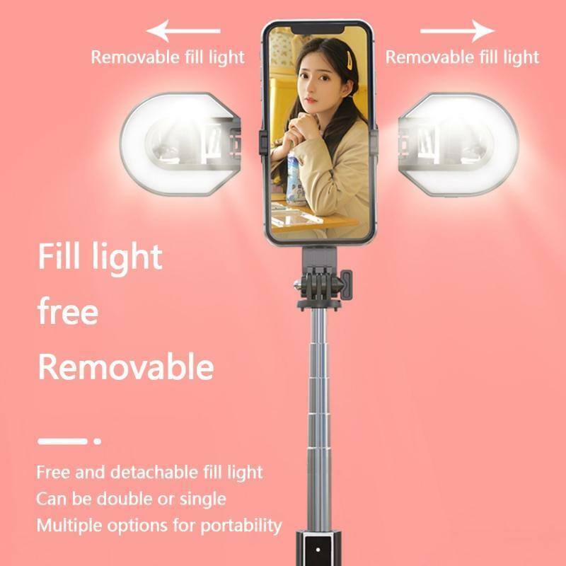 Selfie Stick Phone Clip Extendable Tripod Monopod with 2-Color Temp Fill Light