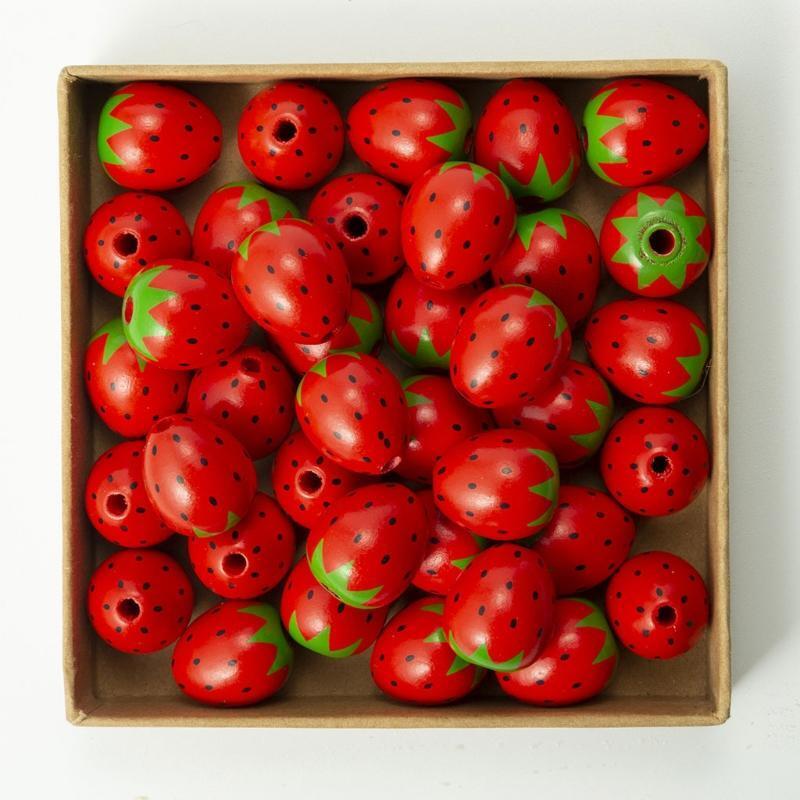 10X Strawberry Bead Strands Handmade Beads Fruit Spacer Loose Beads for Bracelet