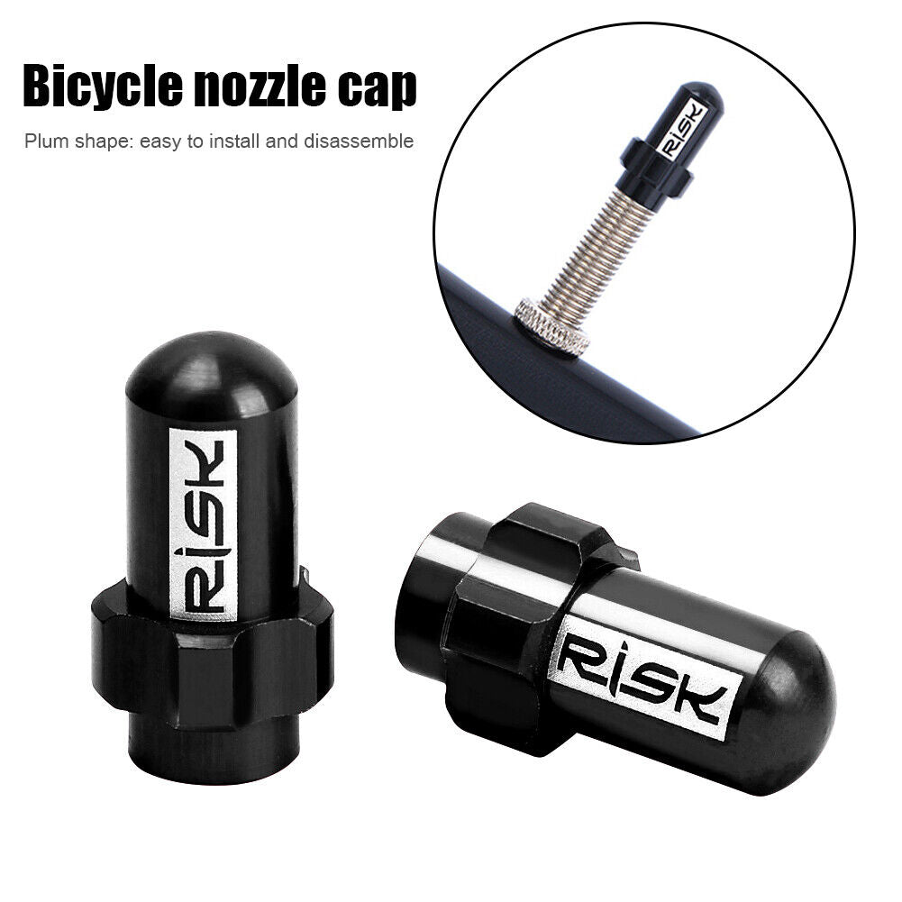 2pcs RISK MTB Bike Tire Valve Cap Inner Tube Valve Dust Cover (Black FV18)