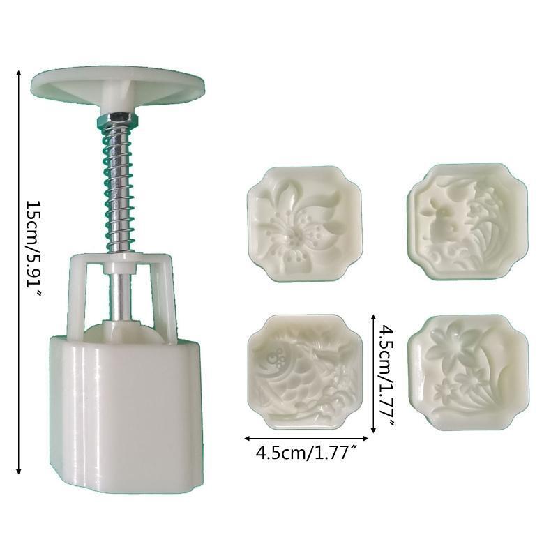 Moon Cake Moulds with 4 Different Stamps DIY Baking Mold for Mid-Autumn Festival