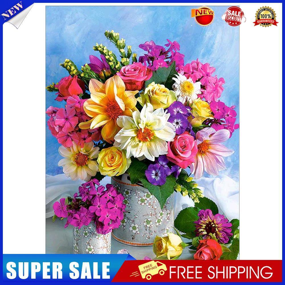 Flower DIY Round Rhinestone Diamond Painting Embroidery Kits Cross Stitch