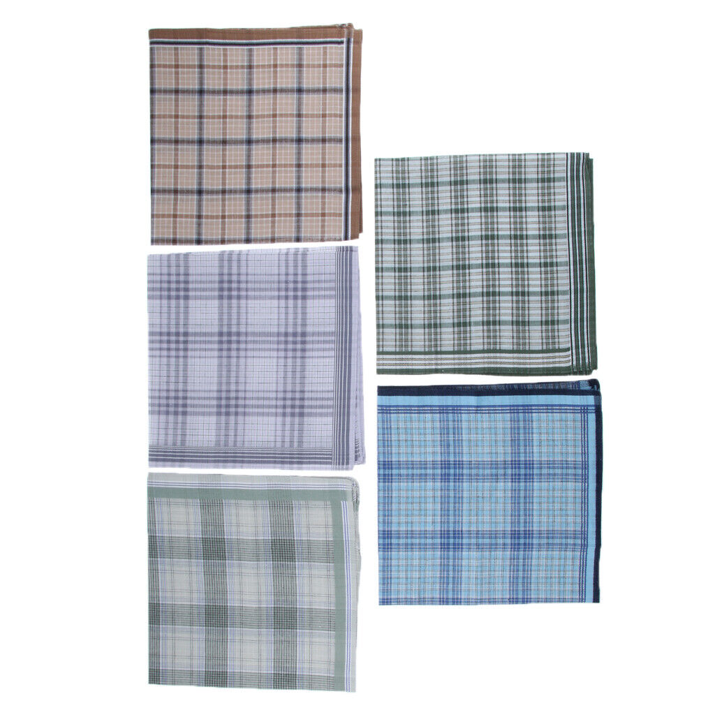 5Pack Men's Plaid Pattern   Classic Pocket Square Hanky