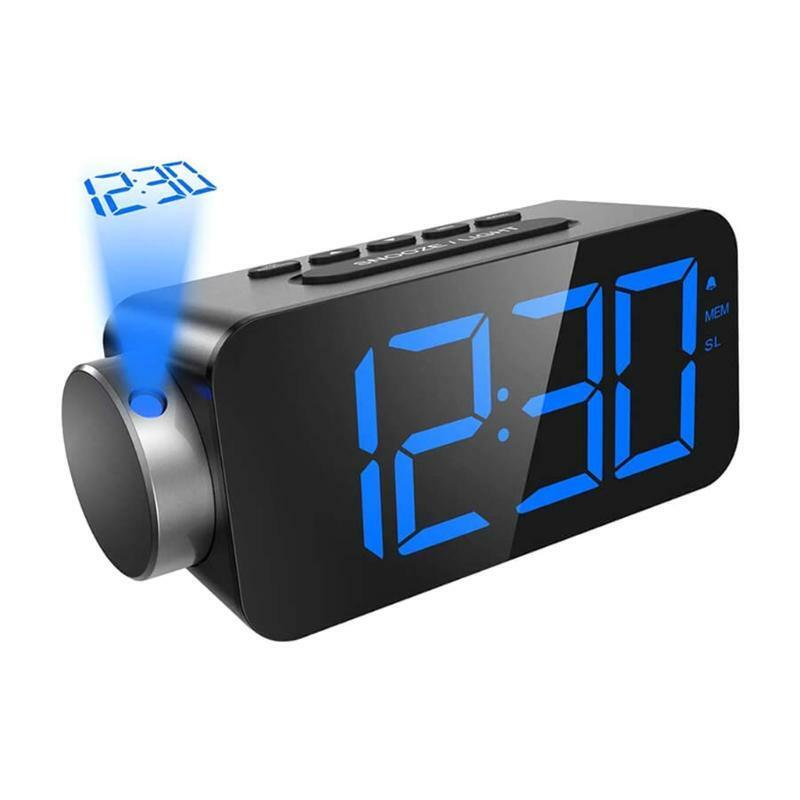 Alarm Clock Projection on Ceiling w/ Large 7 LED Display & Dimmer 180°Projector
