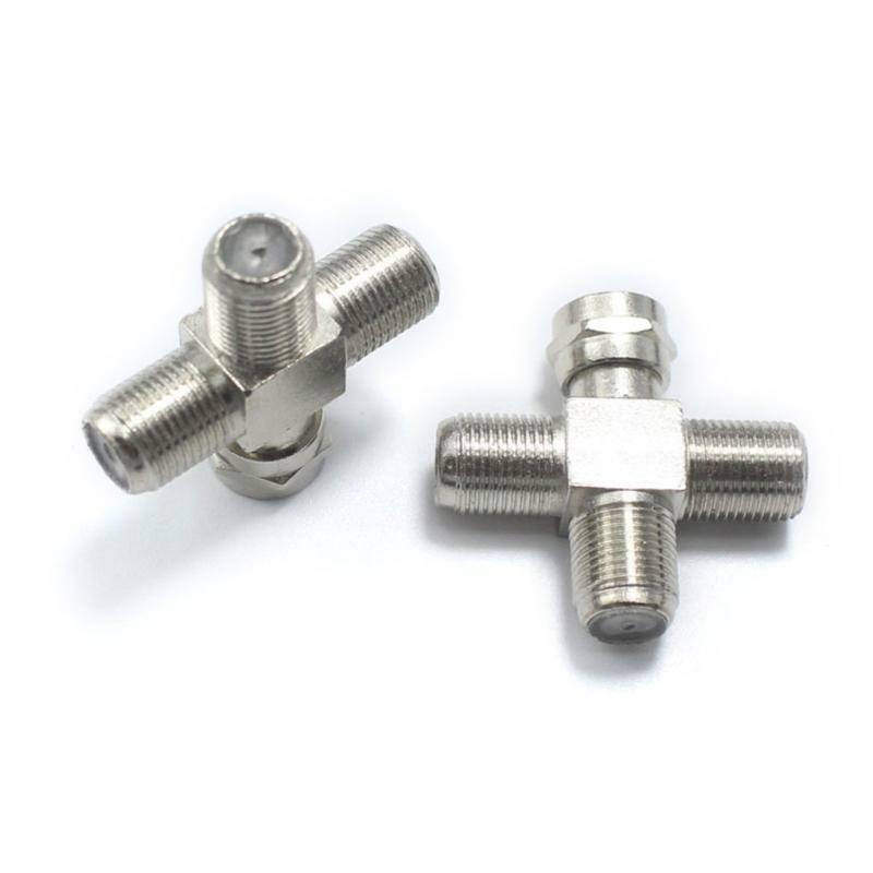 5Pcs F Male Plug to Female Plug Metal TV Set-top Box Joint Antenna Connector
