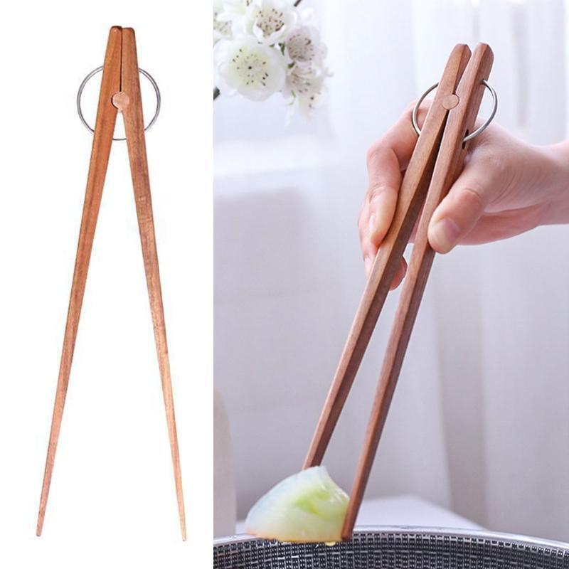 Wooden Toast Tongs Bacon Steak Bread Cake Clip Home Made of Pure Beech Wood Tool
