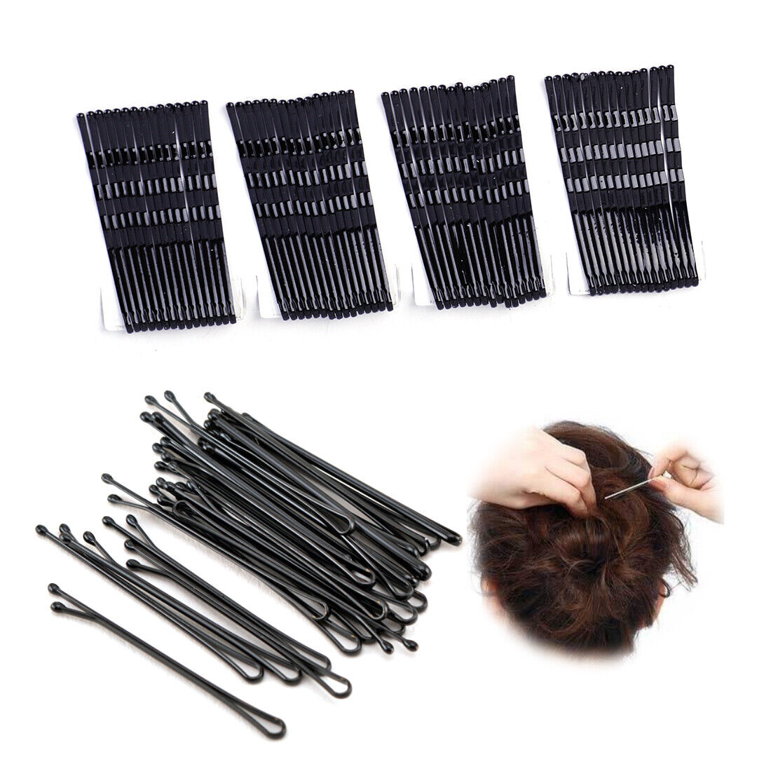 60x 4.5cm Black Invisible Hair Clips Wave Top Bobby Pins Grips Salon Barrette Li