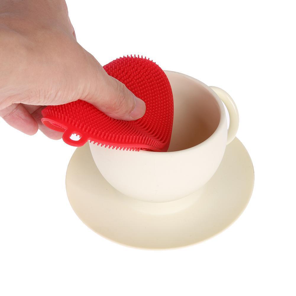 Silicone Dish Bowl Cleaning Brushes Scouring Pad Pot Pan Wash Brushes Red