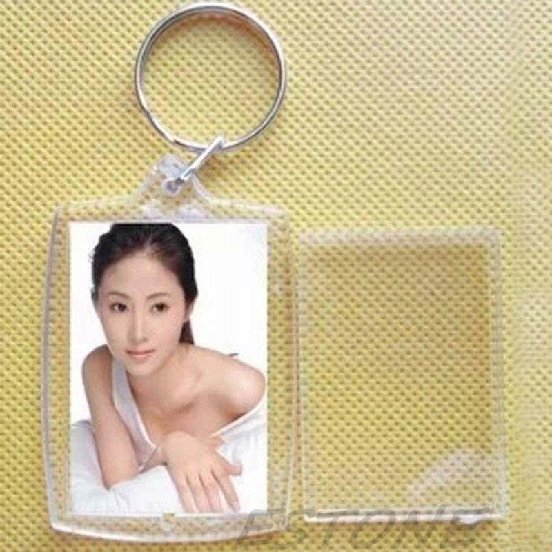 Acrylic Plastic 40 x 27 mm BLANK KEYRINGS Insert Photo Passport Key rings