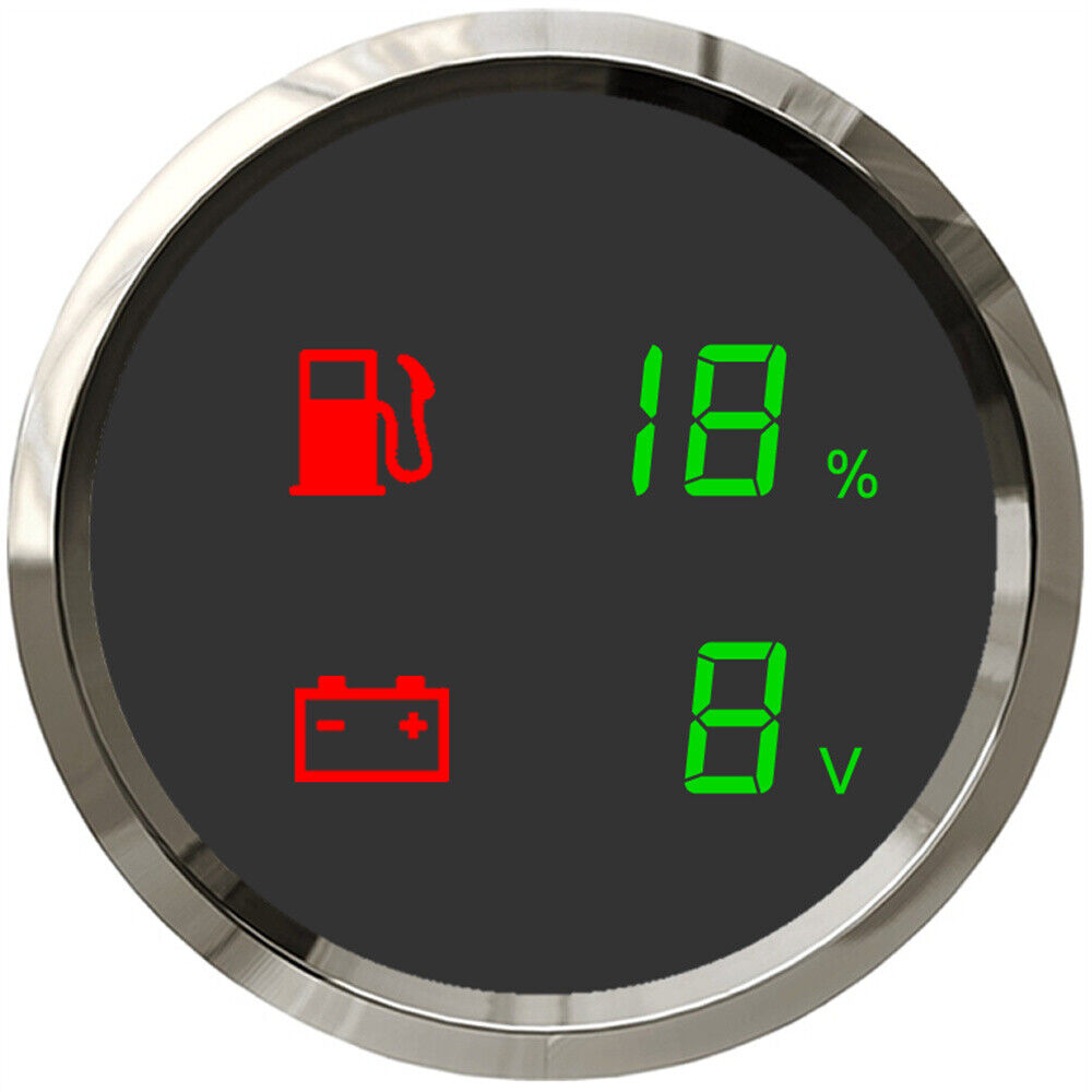 Car Boat Digital LED Meter Voltage + Fuel Level 0-190ohm & 240-30? Waterproof