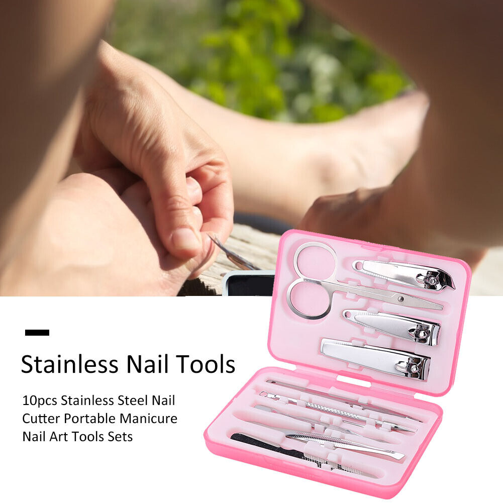 10pcs Stainless Steel Nail Cutter Portable Manicure Nail Art Tools Sets
