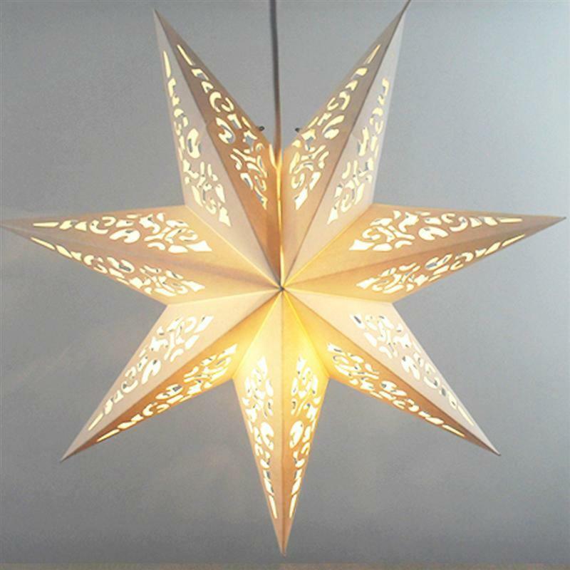 Hollow Out Eight Angle Paper Led Lantern Star Night Light Hanging Lamp Ornament