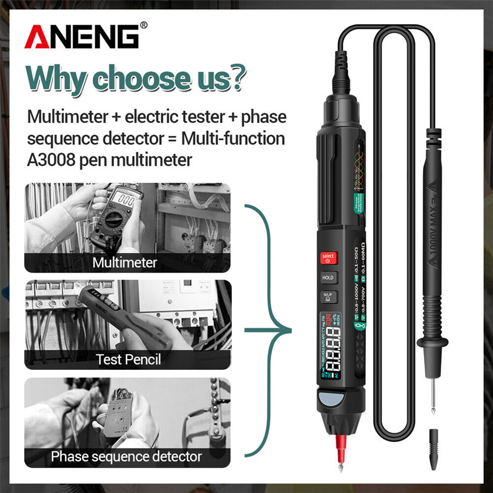 A3008 LCD Digital NCV Multimeter 6000 Counts AC/DC Voltage Diode Tester Pen
