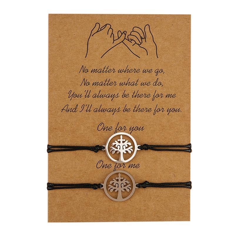 2pcs Tree of Life Bracelets Woven Card Bracelet Friendship Wish Card Wrist Band