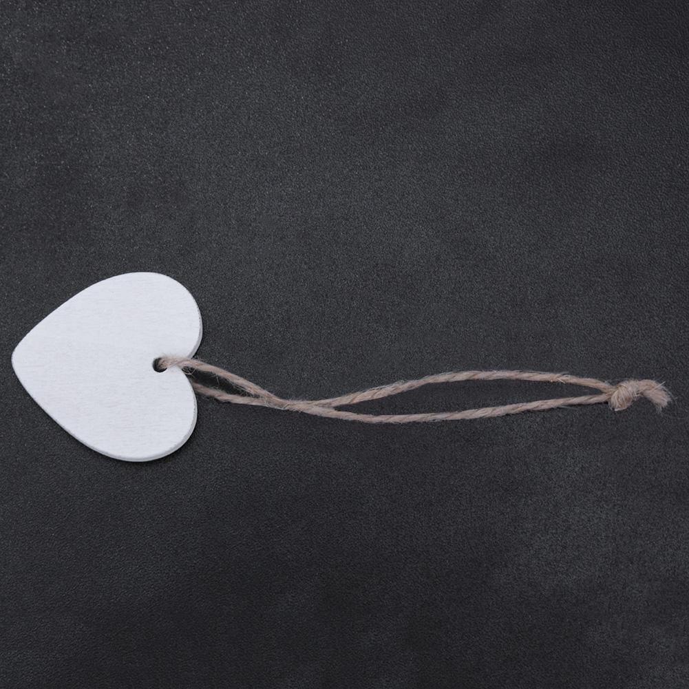 10pcs Mini Heart Wooden Pendants Ornaments Wood Craft Party Decor(White)