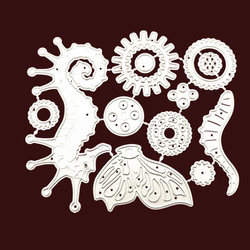 Gear Flying Seahorse Metal Cutting Dies Stencil Scrapbooking DIY Album Embossing