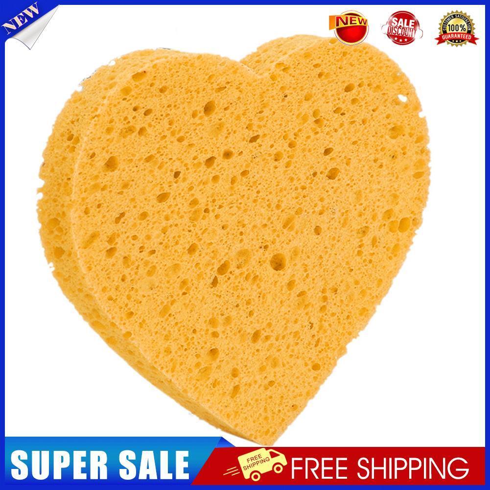 Heart Shaped Wood Pulp Cotton Face Cleansing Sponge Cosmetic Puff (Yellow)