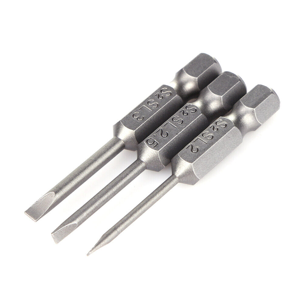 6pcs 50mm 2.0-6.0mm Flat Head Slotted Tip Screwdrivers Bits