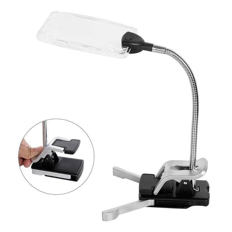 Lluminated Optical Glass Magnifier with Bright LED Light Base Stand Desk Lamp