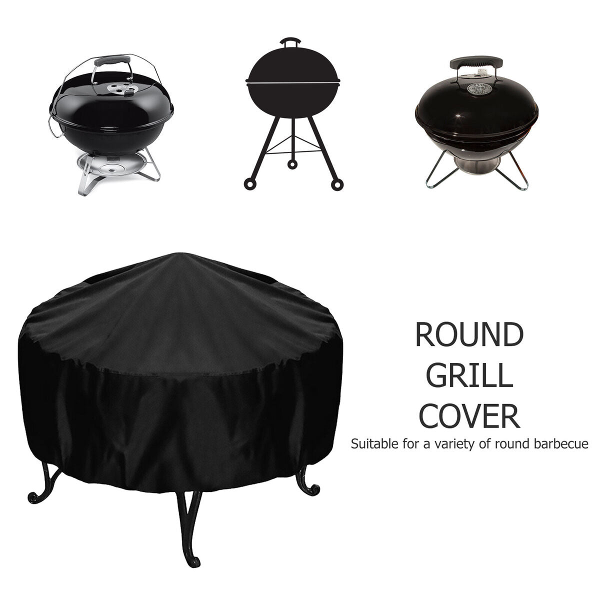 Round BBQ Grill Cover, Waterproof Barbecue Oven Protector (86 X 36cm)