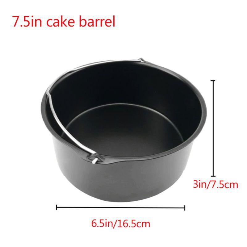 5pcs/set 7 Inch Air Fryer Accessories Baking Pizza Pan Cake Barrel Grill Rack