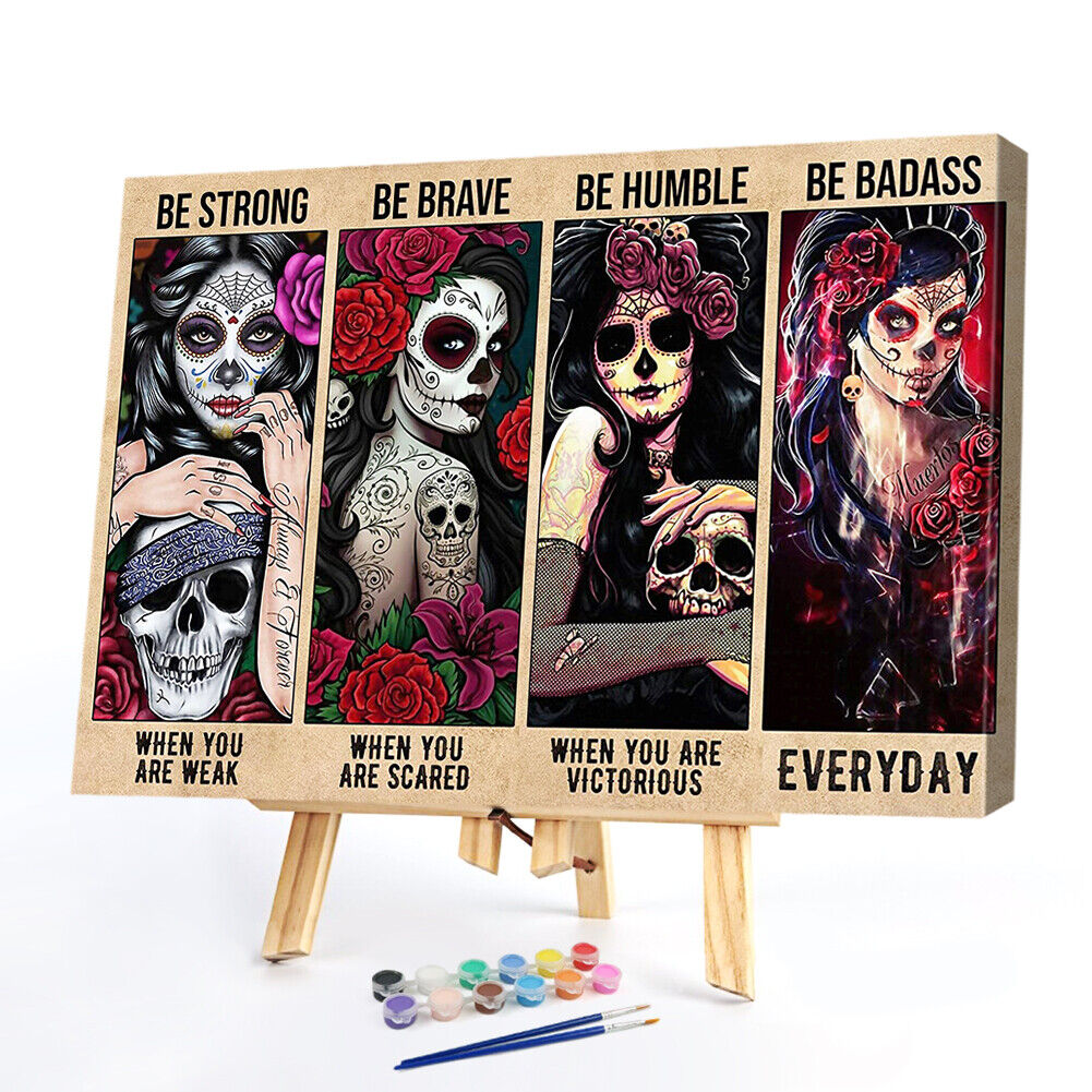 Beauty Skeleton Oil Painting By Numbers DIY Frameless Art Picture On Canvas