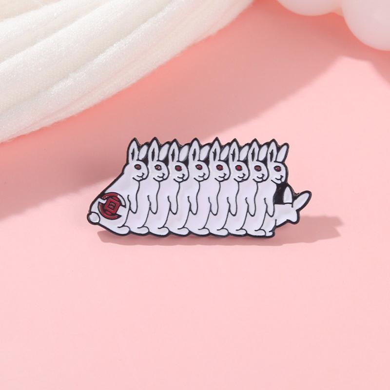 Cute Enamel Pin Backpack Cool Lapel Hat Pin Jacket Funny White Bunny Brooches