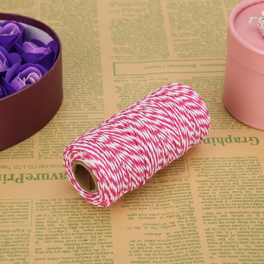 1 Roll 100 Meters 2Ply Cotton Twine DIY Weaving Handmade Craft Rope (Rose)