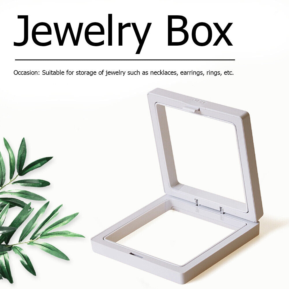 10pcs Floating Display Stands Clear Jewelry Necklace Box (White 7x7x2cm)