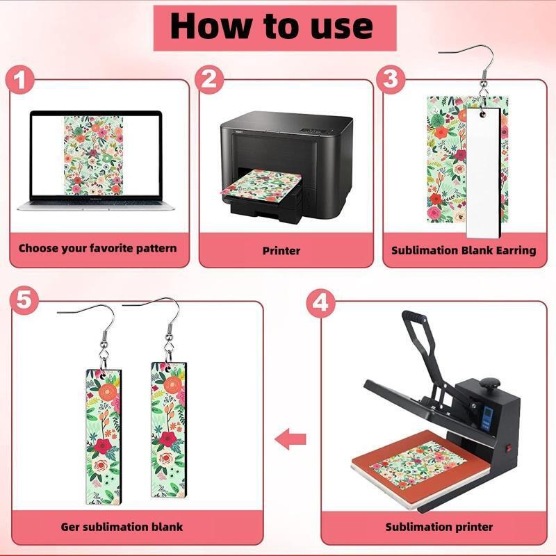 Personalized 20x Rectangle Sublimation Earring Blank Heat Transfer Wire Hooks