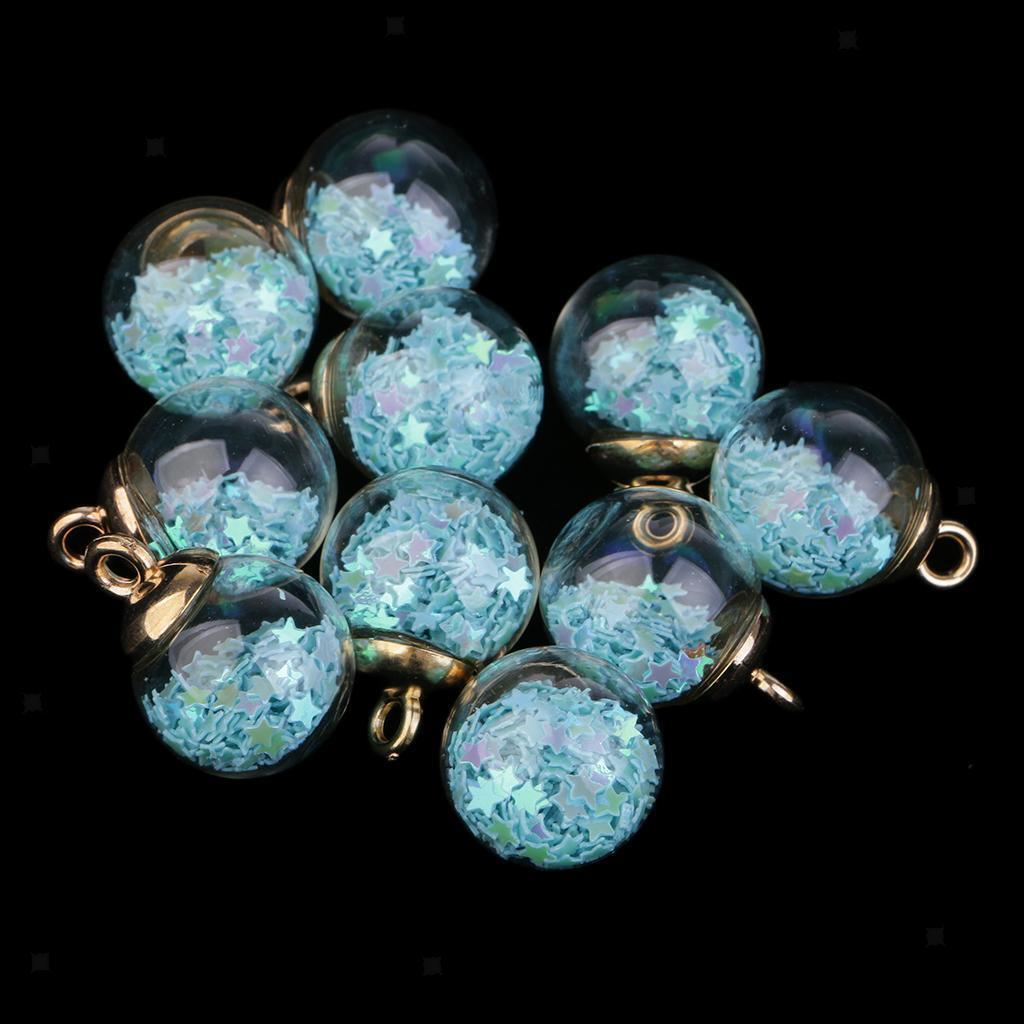 30 Pieces 16mm Mixed Tiny Star Glass Ball Charms Pendant Earring Jewelry DIY
