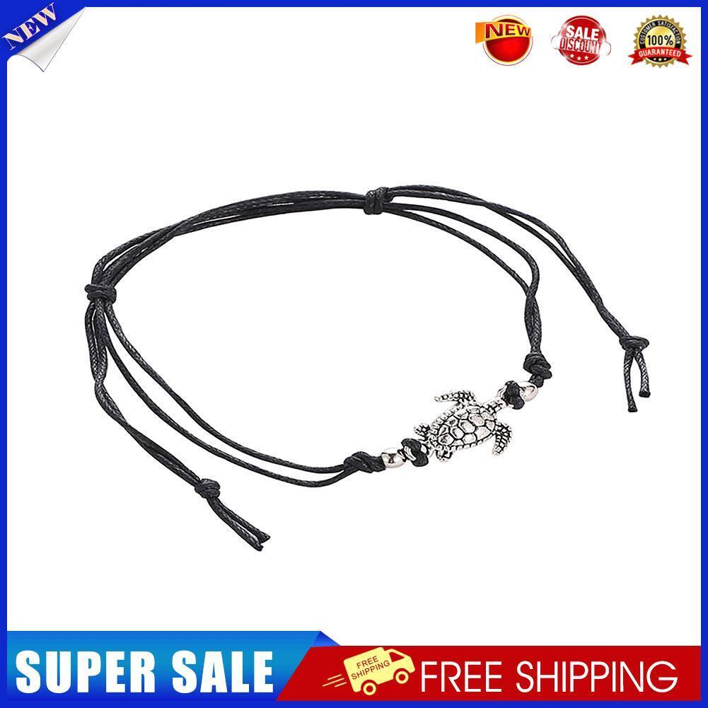 Fashion Women Weave Turtle Foot Chain Barefoot Anklet Beach Jewelry (Black)