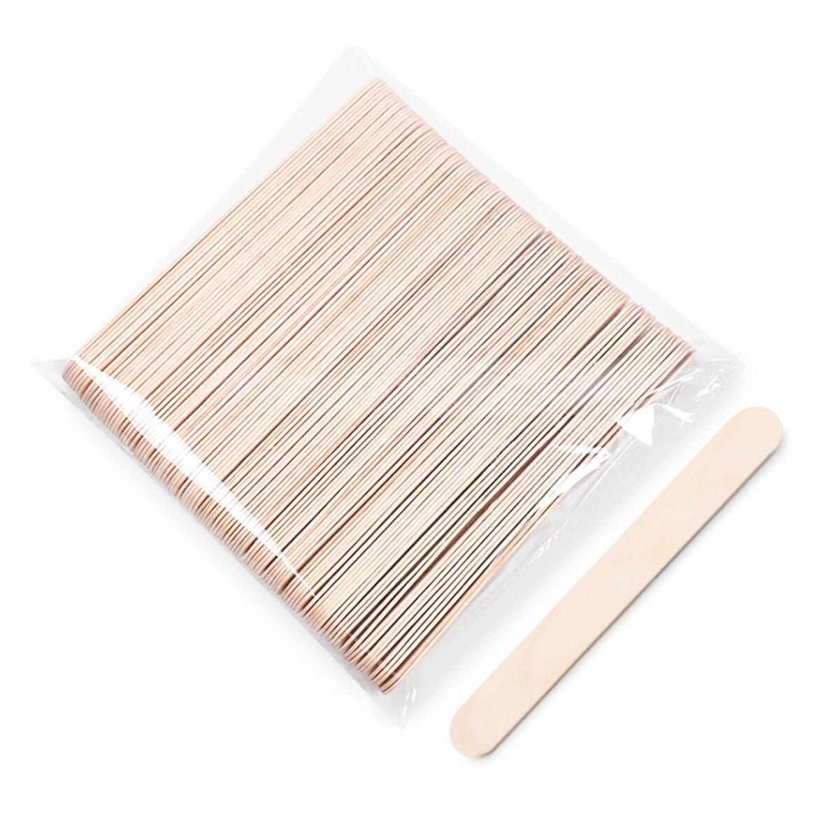 100x Wax Sticks Large Wooden Smooth Round Ended Spatula Mixing Paddles Stirrers