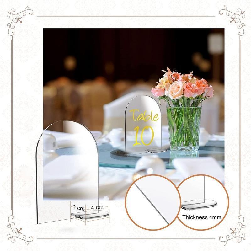 5pcs DIY Acrylic Arch Table Number Clear Acrylic Sign with Stand for Party Decor