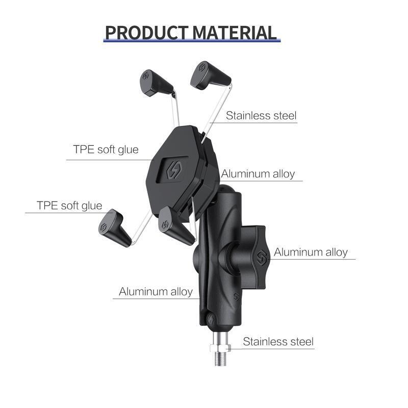 Motorcycle Ball Head Rack with M8 Thread for 3.5''-7'' Cellphone 360° Rotation