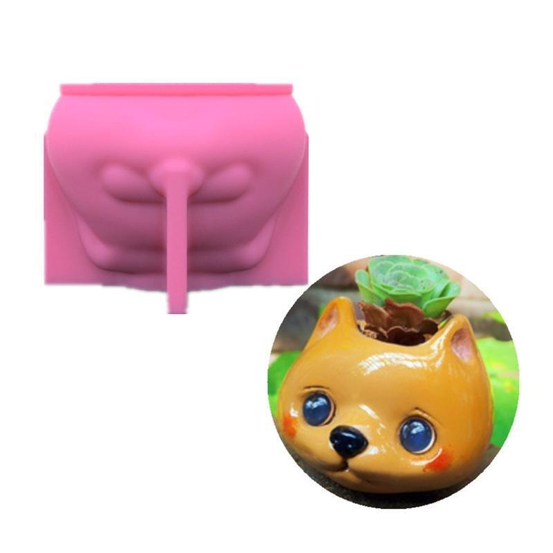 Clay Mold Silicone Dog Silicone Mould for Flower Pot Pen Holder Creative Gift