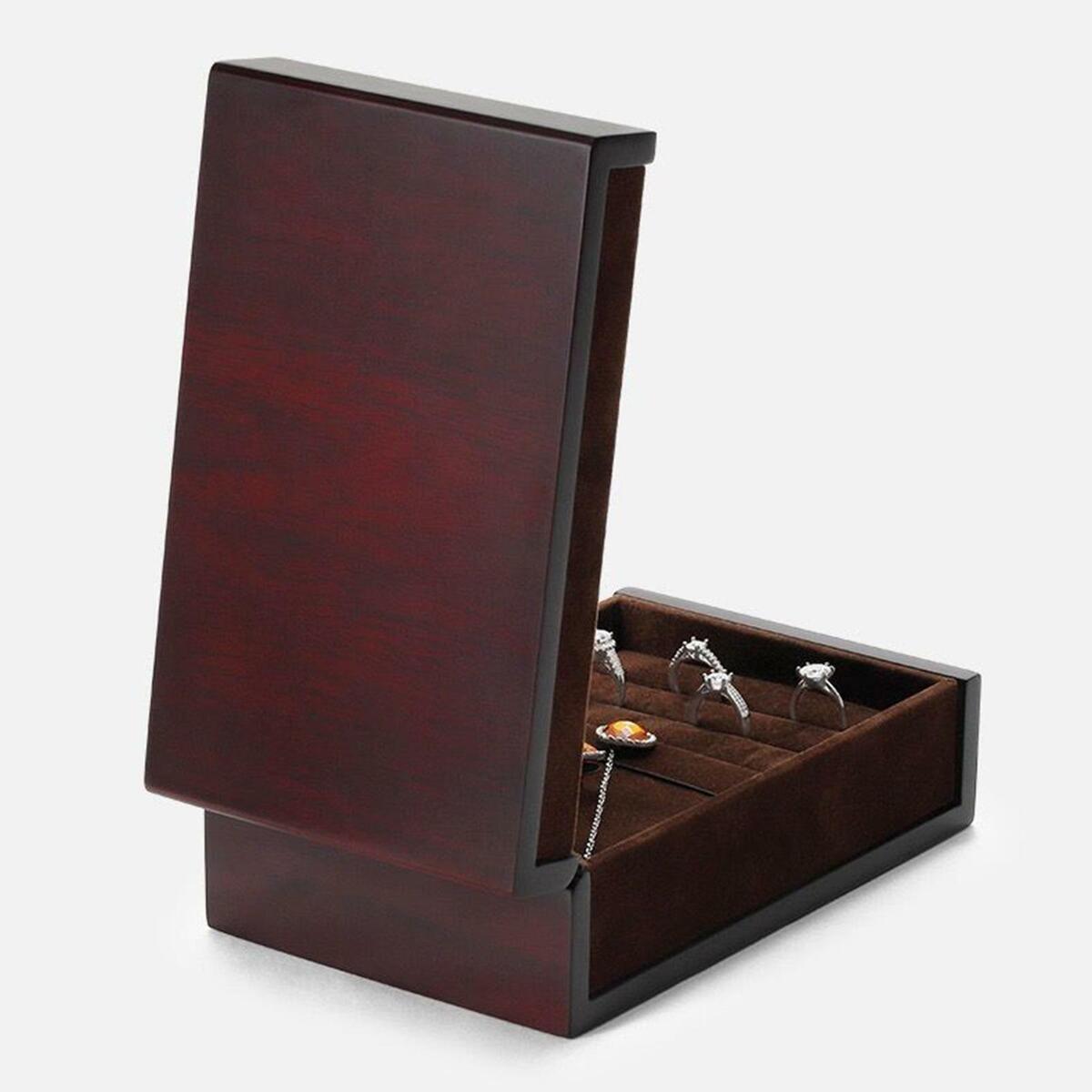 Wooden Jewelry Box Earrings Rings Studs Travel Case Display Holder Showcase