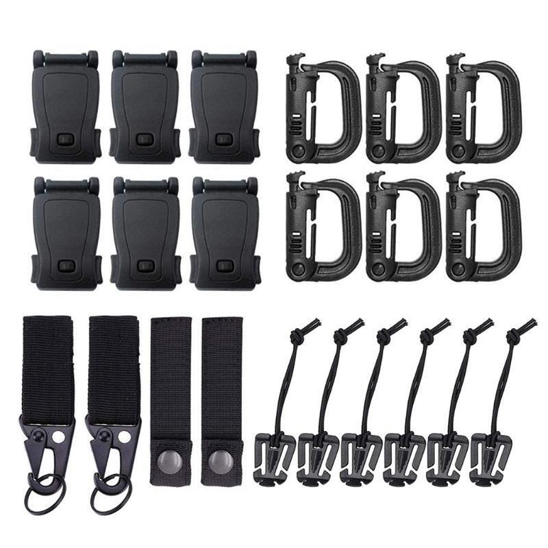 22 Pcs Backpack Fixing Buckle D-Ring Locking Gear Clip Backpack Attachments Kit