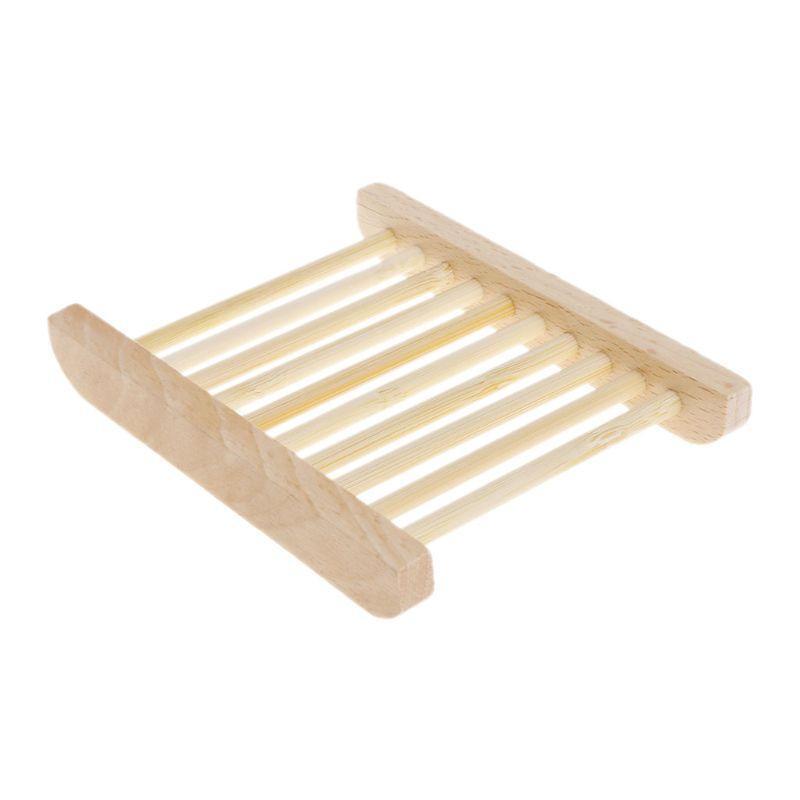 Wooden Handmade Bathroom Anti-Skid Soap Dish Sink Drain Holder Sundries Rack