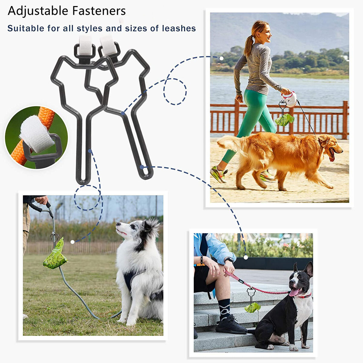 Large Bearing Capacity Dog Poo Bag Holder Leash Attachment Waste Bag Carrier