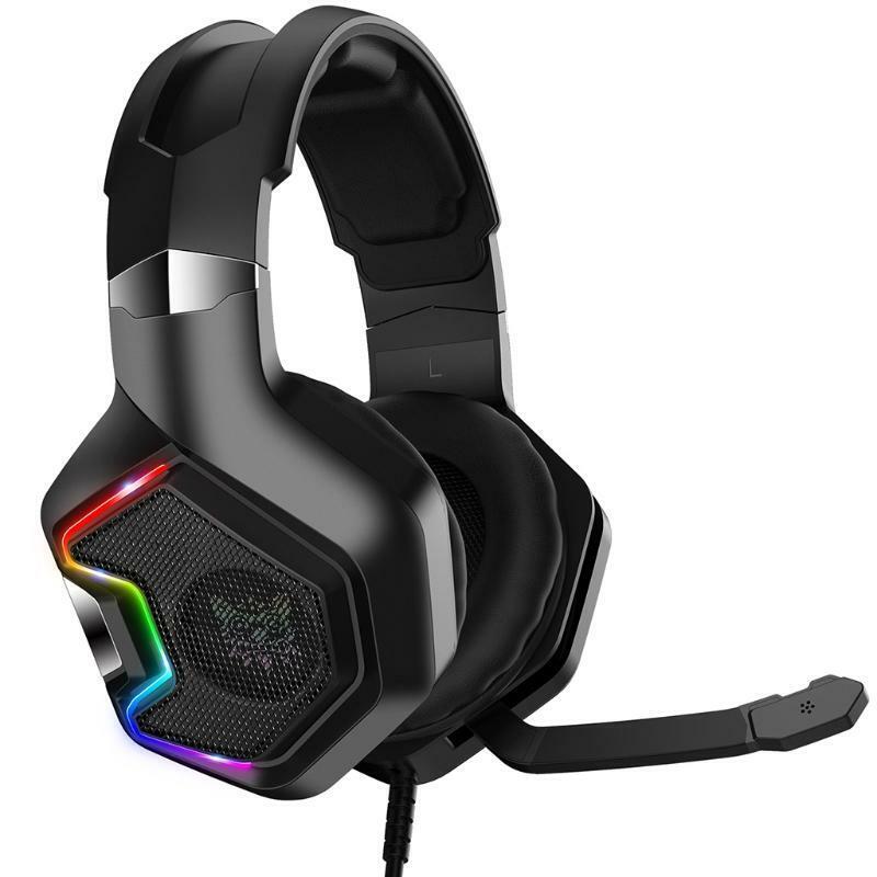 Gaming Headset with Breathing RGB LED Light Effect Wired Headset Noise Cancel