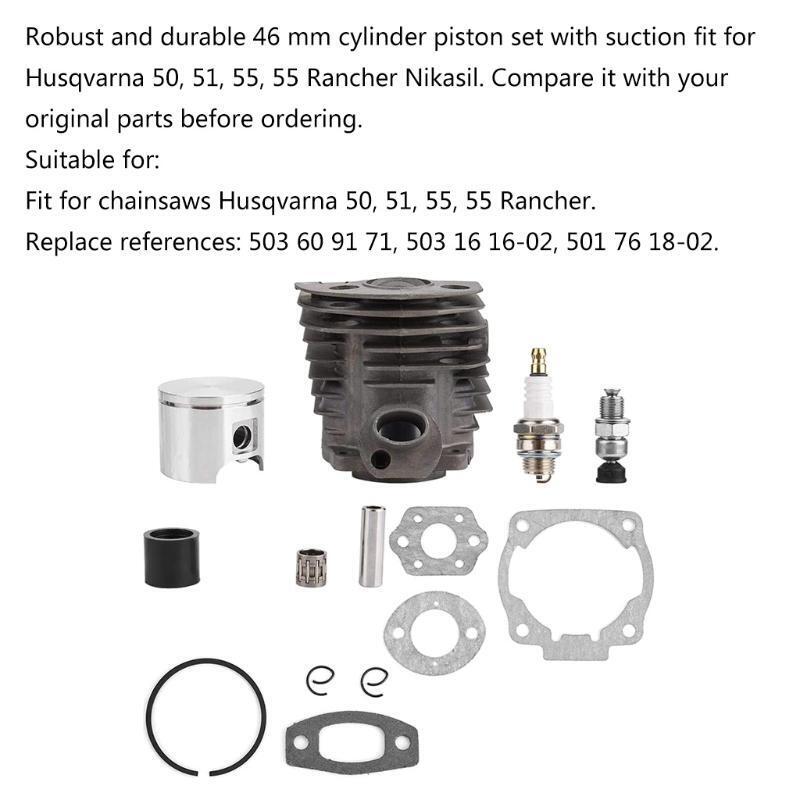 46mm Cylinder Piston Pin Ring Gasket Kit for Husqvarne 50,51,55 Chainsaws