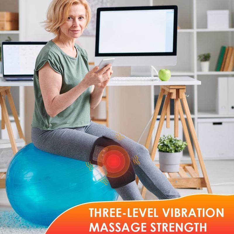Heated Knee Brace Wrap with Massage, Vibration Knee Massager with Heating Pad