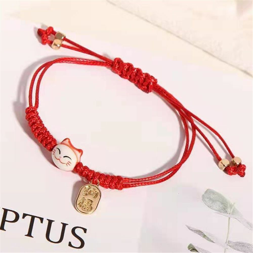 Charm Women Cute Gifts Couple Bangles Colorful Rope Lucky Cat Bracelet Handmade