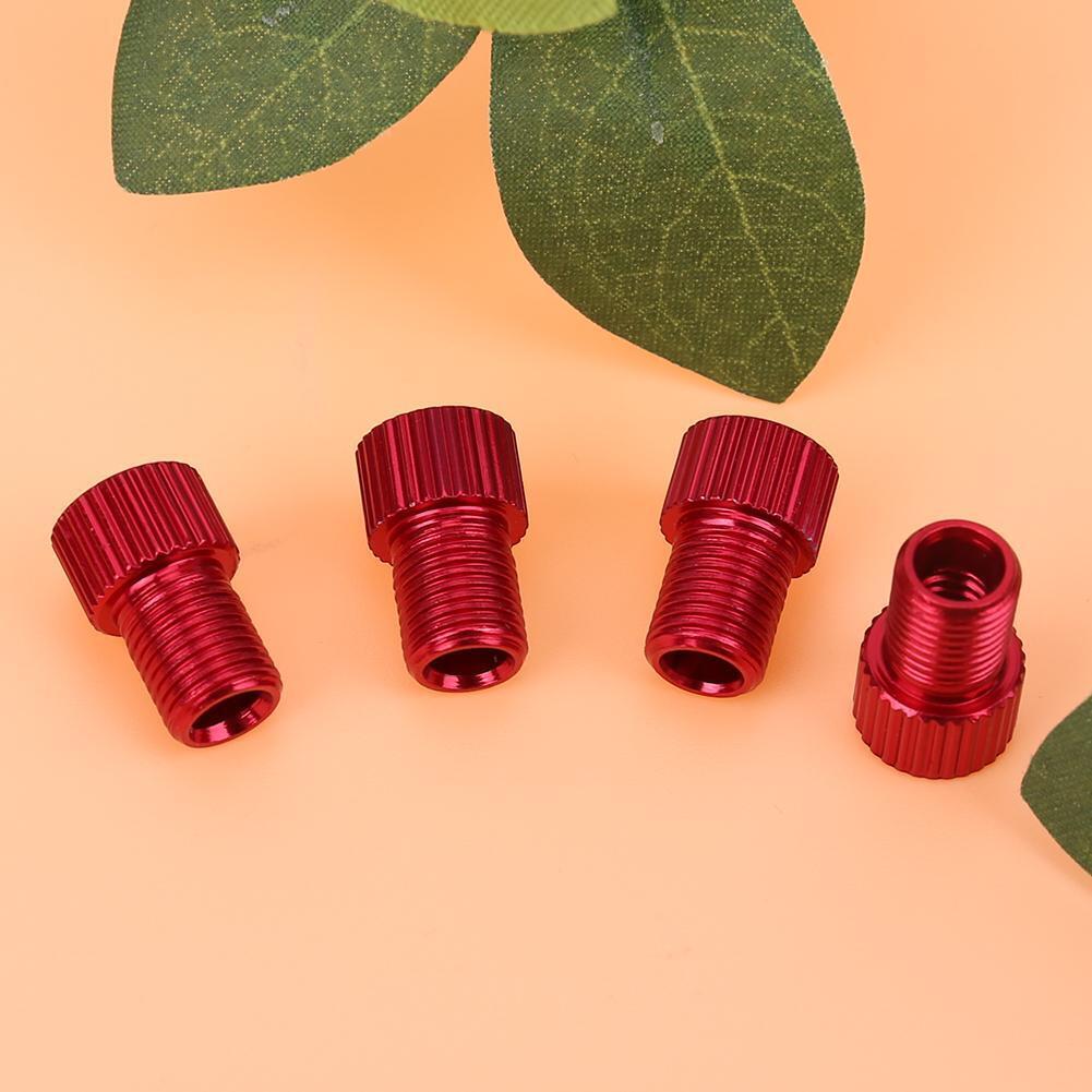 4pcs Presta to Shrader Bicycle Road Bike Valve Adapters Converters (Red)