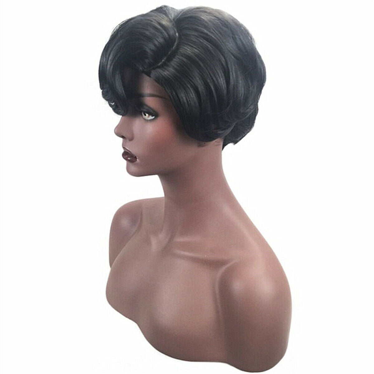 Women Black Heat-Resistant Hair Wig Natural Straight Hair Short Synthetic Wigs