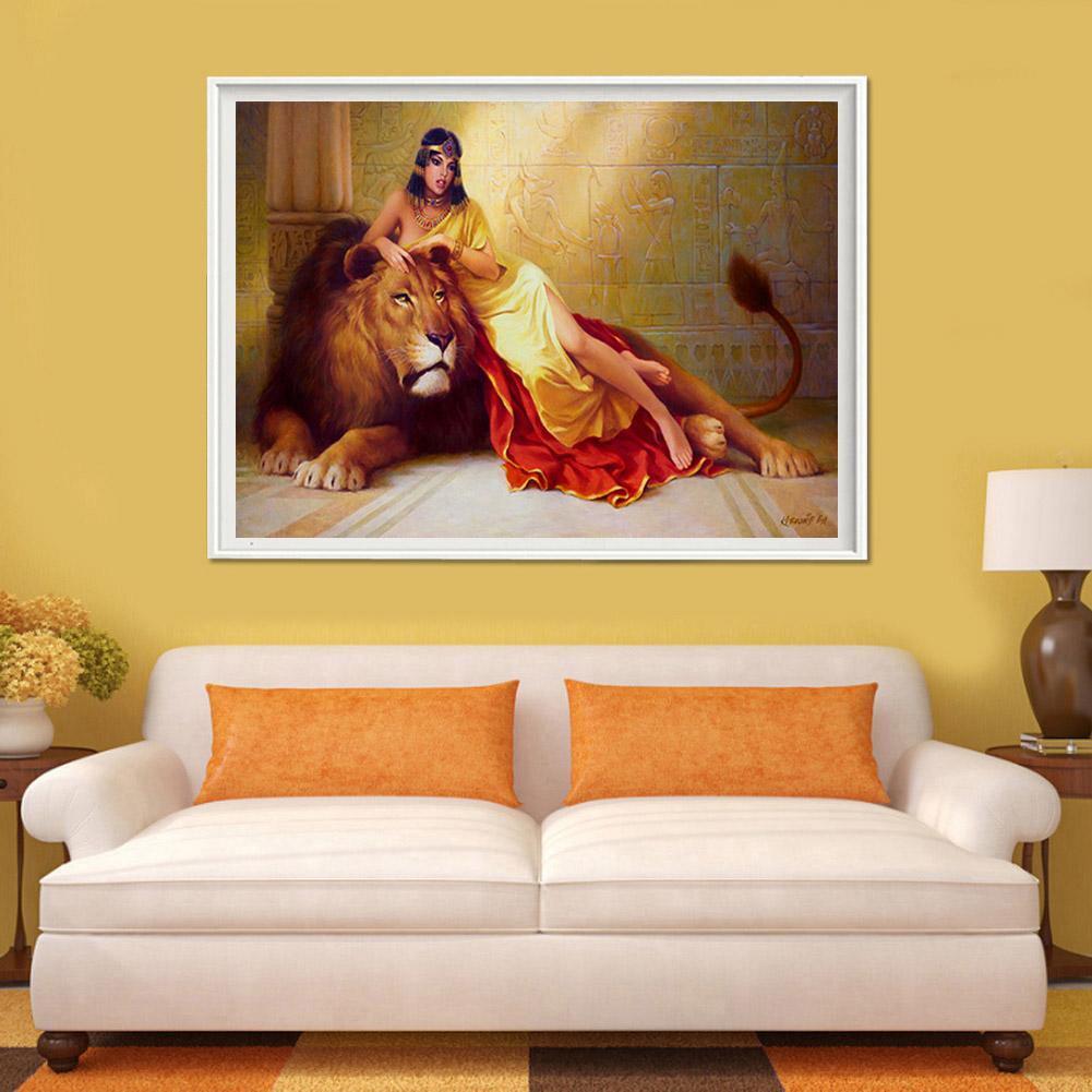 5D Diamond Painting DIY Girl Lion Embroidery Cross Stitch Home Art Decor