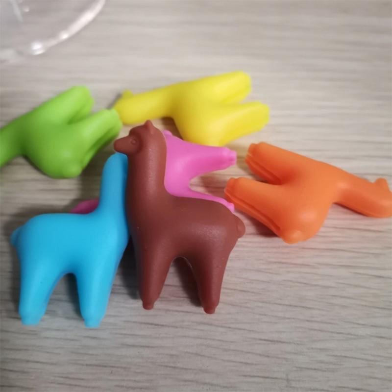 Silicone Wine Glass Tag Alpaca Glass Identifiers Red Wine Drink Tags 6 Pieces