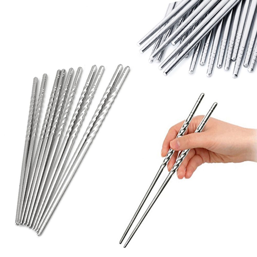 5 Pair Reusable Chopsticks Metal  Stainles Steel Chop Sticks 22.5 x 0.6 cm