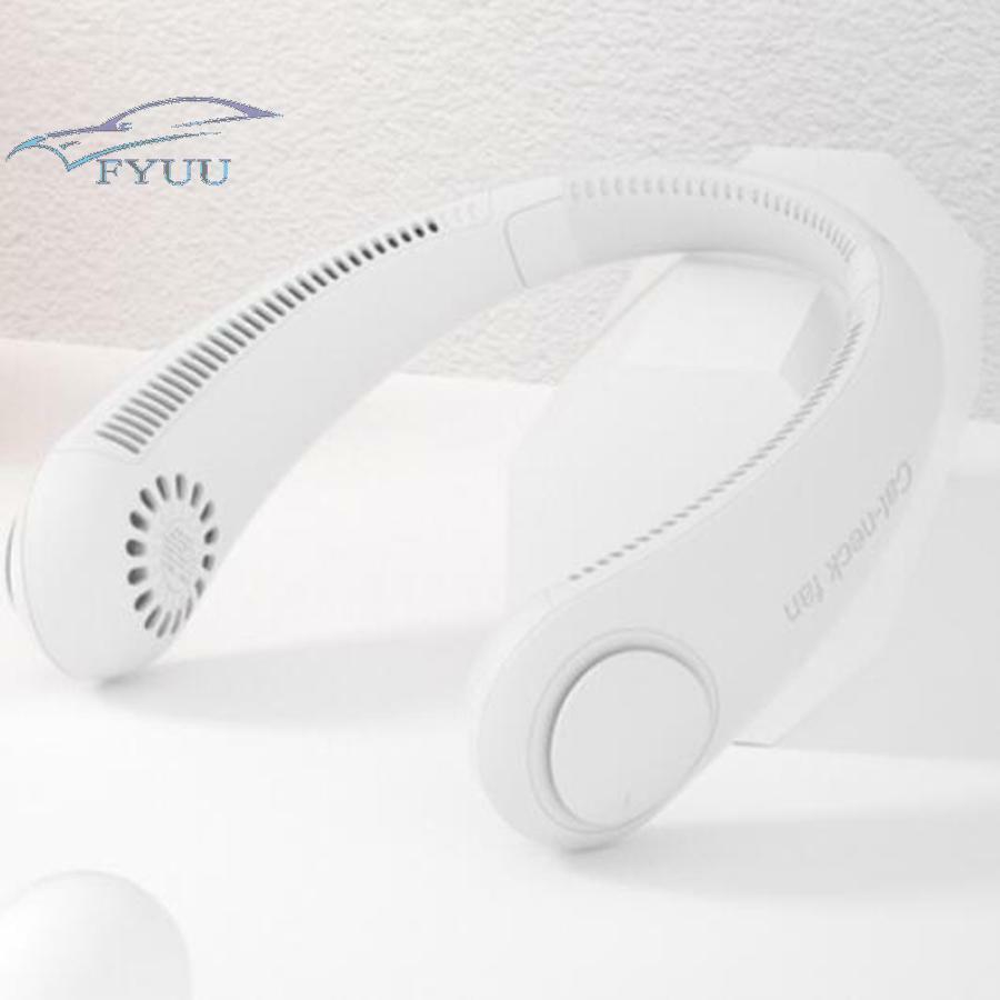 White USB Portable Hanging Neck Fan Air Cooling Little Electric Air Conditioner